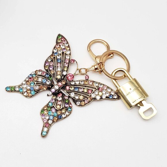 Authentic Louis Vuitton Lock & Key with unbranded Butterfly Bagcharm 100525 - Picture 3 of 8